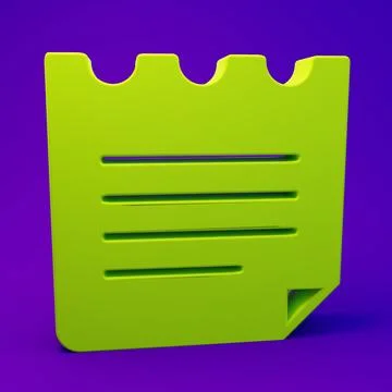 Green Notebook icon isolated on purple-blue background. Spiral notepad icon.. Stock Illustration