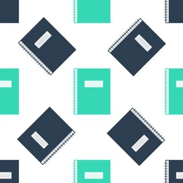 Green Notebook icon isolated seamless pattern on white background. Spiral イラスト素材