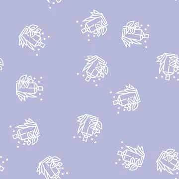 Green notes perfume line seamless pattern Illustrazione stock