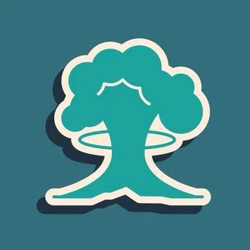 Green Nuclear explosion icon isolated on green background. Atomic bomb. Sym.. Illustrazione stock