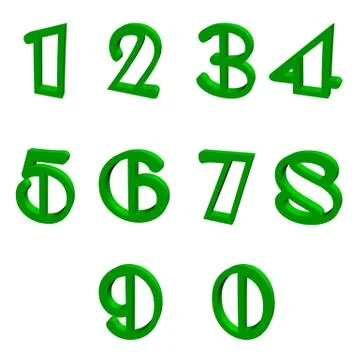 Green numbers 3D Stock Illustration