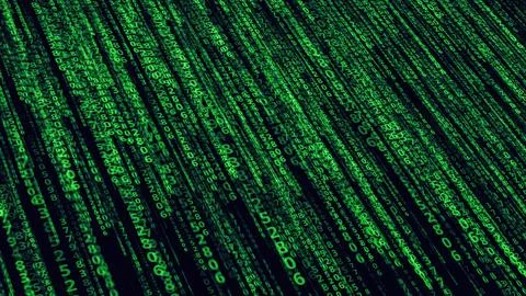 Green numbers on a dark background. Artificial intelligence concept Stock Illustration