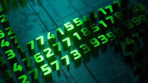 Green numbers on a dark background. Binary code. Close-up. Software. Digital イラスト素材