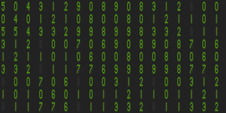 Green numeral tech design backdrop. Abstract display digit pattern. Electro.. Stock Illustration