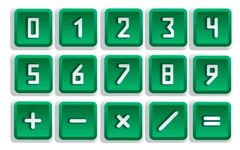 Green numeric button set Stock Illustration