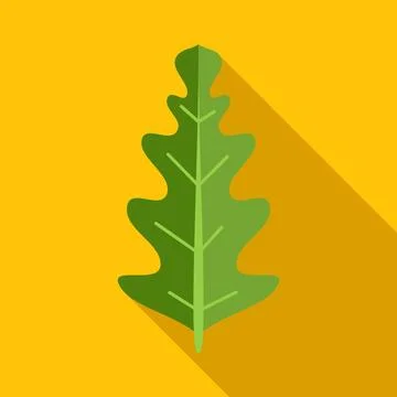 Green oak leaf flat design illustration with shadow Stock Illustration