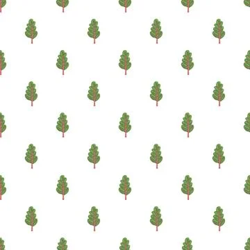 Green oak leaf seamless pattern on white background Stock Illustration