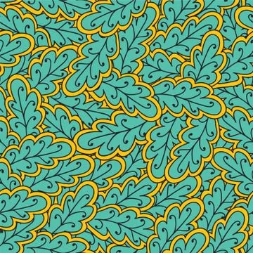 Green oak leaves seamless pattern Stock Illustration