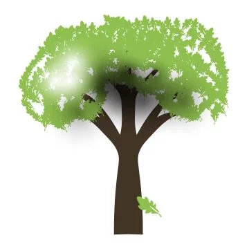 Green Oak Silhouette of a tree Vector. Stock Illustration