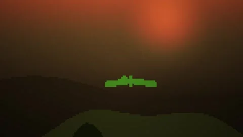 Green object flying through sunset. Stock Footage 334886050