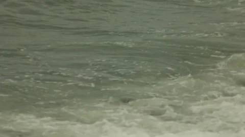 Green Ocean Waves Crash Rocks, Storm Approaches Stock Footage 48259114