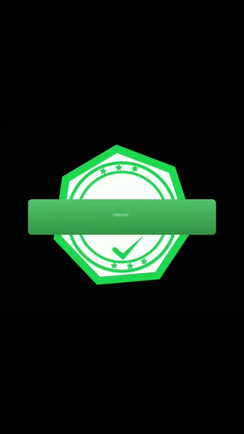 Green octagonal badge with stars, checkmark, and text " COMPLETED" on black.. Stock Footage 321725465