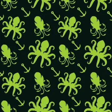 Green Octopus abstract pattern background Stock Illustration