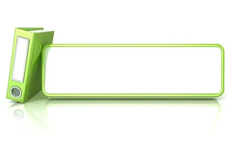 Green office binder folder, with white copy space table. 3D Green office b... Stock Photos