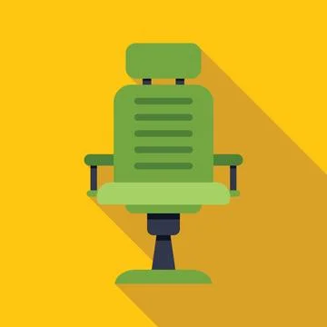Green office chair casting long shadow on yellow background Stock Illustration