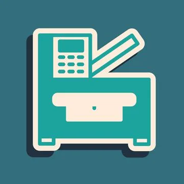 Green Office multifunction printer copy machine icon isolated on green Stock Illustration