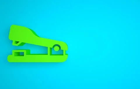 Green Office stapler icon isolated on blue background. Stapler, staple, paper Stock Illustration