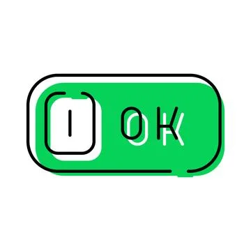 Green ok button confirming positive choice in interface 스톡 일러스트
