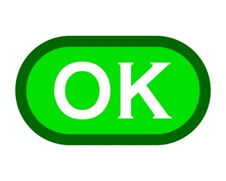 Green OK button icon isolated on white background. Stock Illustration