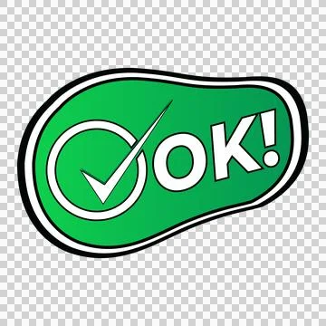 Green OK check mark sticker icon for approval and confirmation design element Illustrazione stock