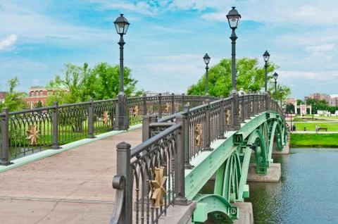 Green old bridge Stock Photos