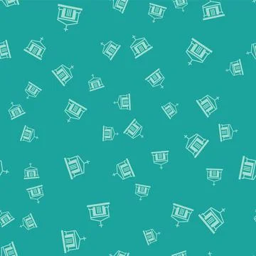 Green Old crypt icon isolated seamless pattern on green background. Cemetery Ilustración de archivo