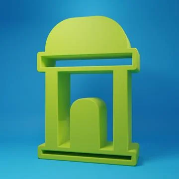 Green Old crypt icon isolated on blue background. Cemetery symbol. Ossuary .. Ilustración de archivo