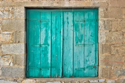 Green old window shutter. 스톡 사진