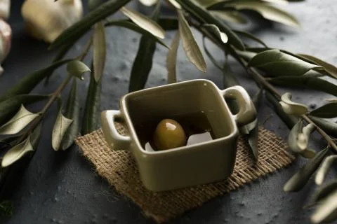 Green olive close up Foto stock