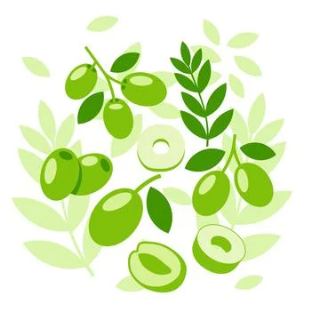 Green Olive elements abstract vector design background Stock Illustration