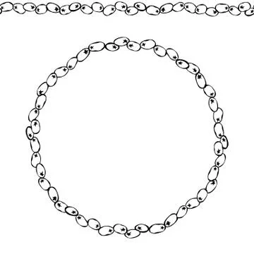 Green Olive Endless Brush. Olive Round Wreath. Realistic Hand Drawn Illustrat Stock Illustration