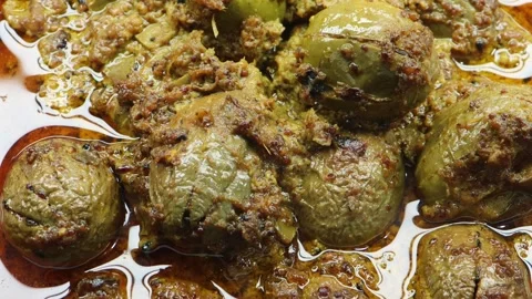 Green olive pickle recipe 4k footage. Olive appetizer menu. Stock Footage 301790923