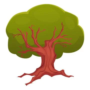 Green olive tree vector flat icon, cartoon agricultural plant with leaves, farm Stock Illustration