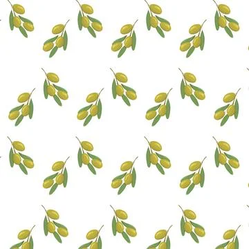 Green olives flat style seamless pattern. Design for oil, health care produ.. Stock Illustration