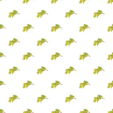 Green olives seamless pattern on white background Stockillustratie