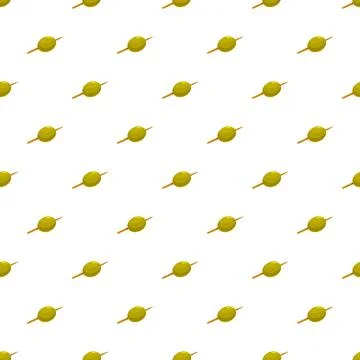 Green olives on toothpicks seamless pattern background 스톡 일러스트