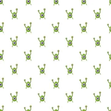 Green one eye alien monster pattern 스톡 일러스트
