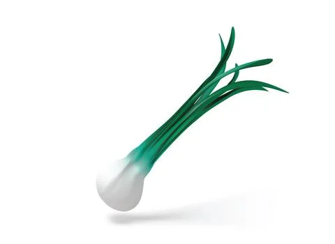 Green Onion isolated 3D vector icon Stock Illustration