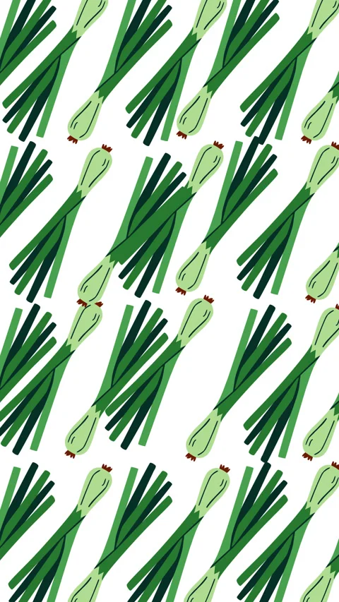 Green Onion Pattern Motion Graphic Background Fresh Vegetable Animation Stock Footage 346501284