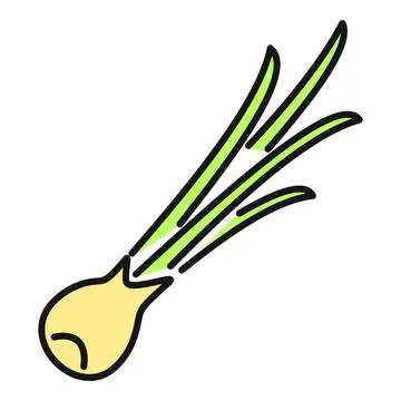 Green onion scallion vegetable icon cooking ingredient Stock Illustration