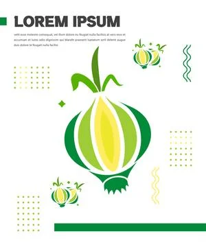 Green Onion Vegetable Modern Vector Poster Template Stock Illustration