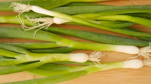 Green onions on the table. Stock Footage 328652073
