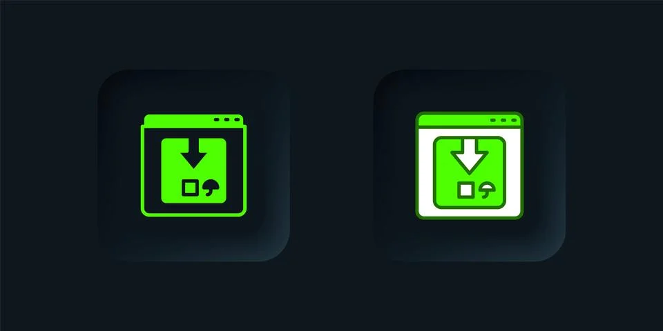 Green Online app delivery tracking icon isolated on black background. Parce.. Stock Illustration