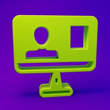 Green Online class icon isolated on purple-blue background. Online educatio.. Illustrazione stock