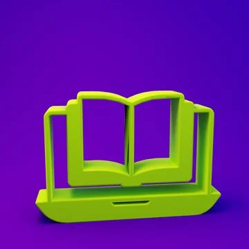 Green Online class icon isolated on purple-blue background. Online educatio.. Illustrazione stock
