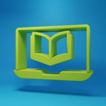Green Online class icon isolated on blue background. Online education conce.. Stock Illustration
