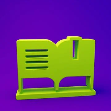 Green Open book icon isolated on purple-blue background. Minimalism concept.. Illustrazione stock