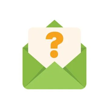Green open envelope containing letter with question mark symbol Stock Illustration