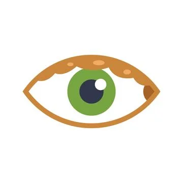 Green open eye looking upwards with long lashes Stock Illustration