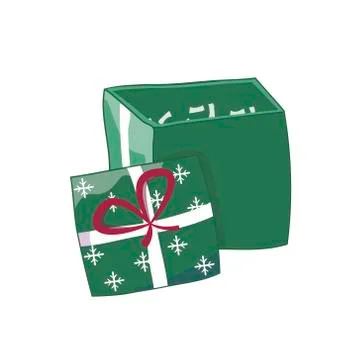 Green open gift box with a bow icon, special present idea. Flat design vector Stock Illustration
